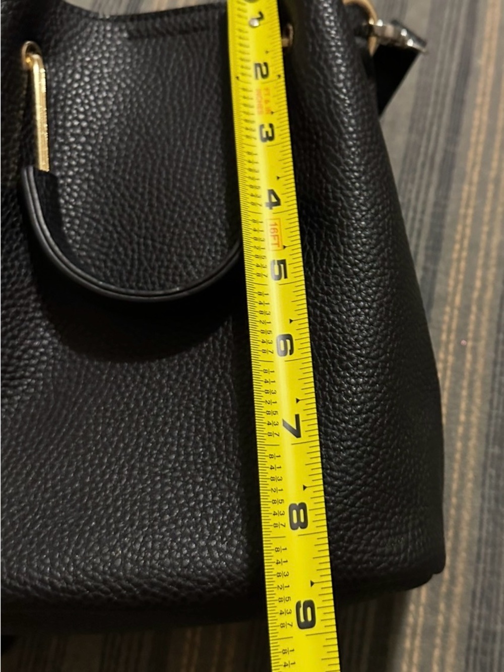 Steve Madden Black Mini Bucket Crossbody with Gold Accents - Picture 5 of 6